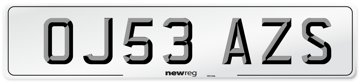 OJ53 AZS Number Plate from New Reg